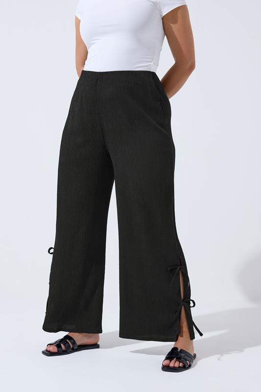 LIMITED COLLECTION Plus Size Black Tie Side Trousers | Yours Clothing 1