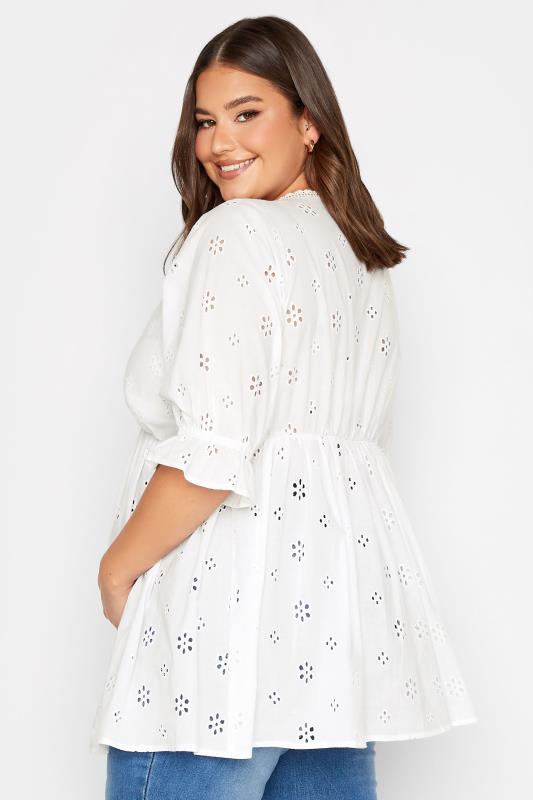 BUMP IT UP MATERNITY Plus Size White Broderie Anglaise Blouse | Yours Clothing 4