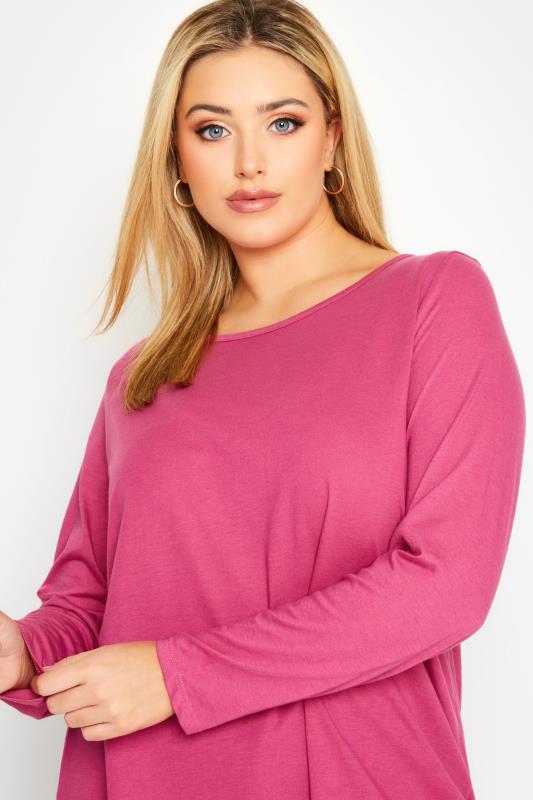 3 PACK Plus Size Black & Pink Long Sleeve T-Shirts | Yours Clothing 5