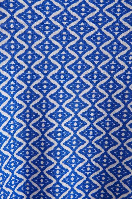 Plus Size Blue Aztec Print Cold Shoulder Top | Yours Clothing 5