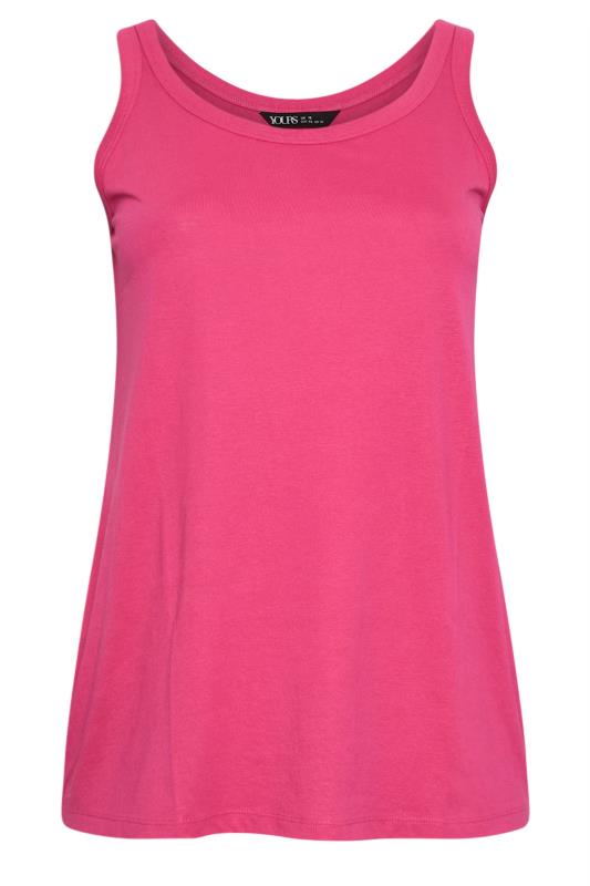 YOURS Plus Size Pink Cotton Blend Vest Top | Yours Clothing 5