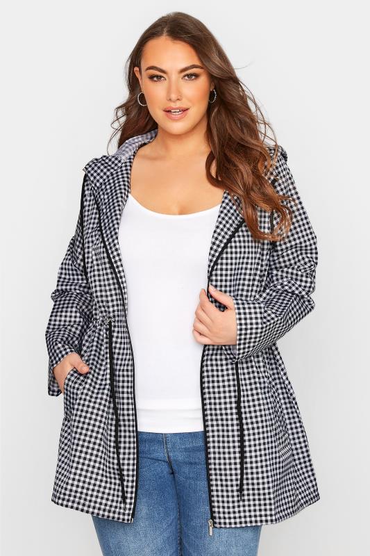 Yours Clothing Women's Plus Size Black Textured Check Coat 