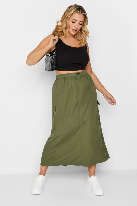 LIMITED COLLECTION Plus Size Green Parachute Skirt | Yours Clothing  2