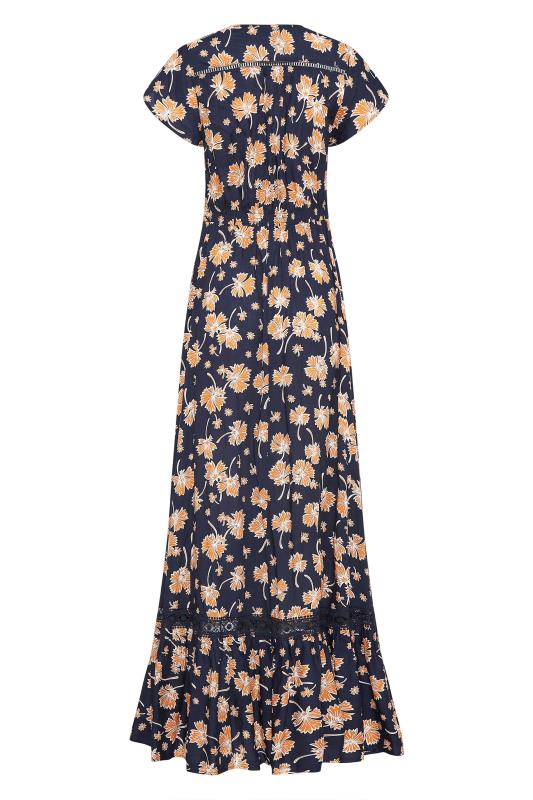 LTS Tall Women's Navy Blue Floral Button Maxi Dress | Long Tall Sally 7