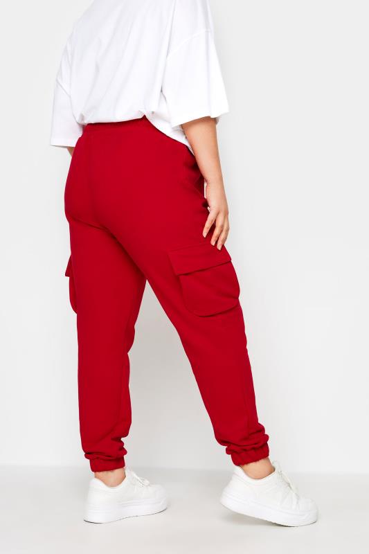 YOURS Plus Size Red Cargo Joggers | Yours Clothing 3