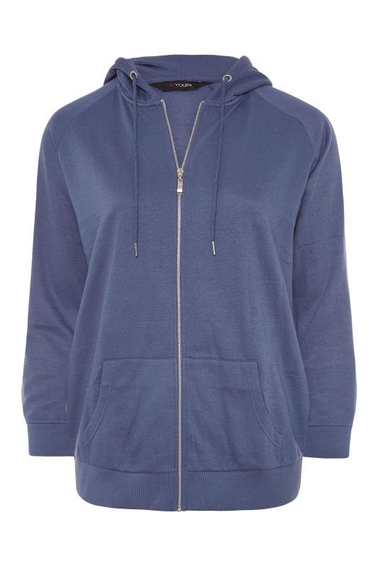 Plus Size Blue Zip Hoodie | Yours Clothing 6
