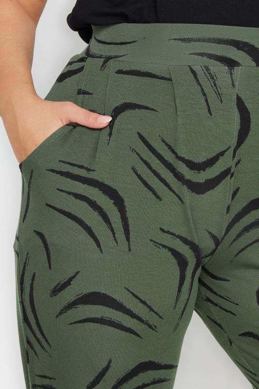 YOURS Plus Size Khaki Green Double Pleated Harem Trousers | Yours Clothing 4