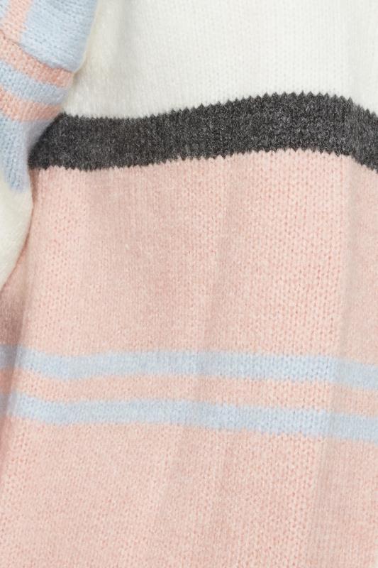 YOURS Plus Size Pink Colour Block Striped Cardigan | Yours Clothing 6