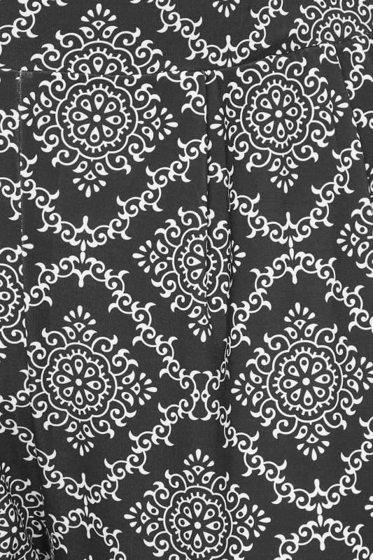 YOURS Plus Size Black Tile Print Double Pleat Harem Trousers | Yours Clothing 4