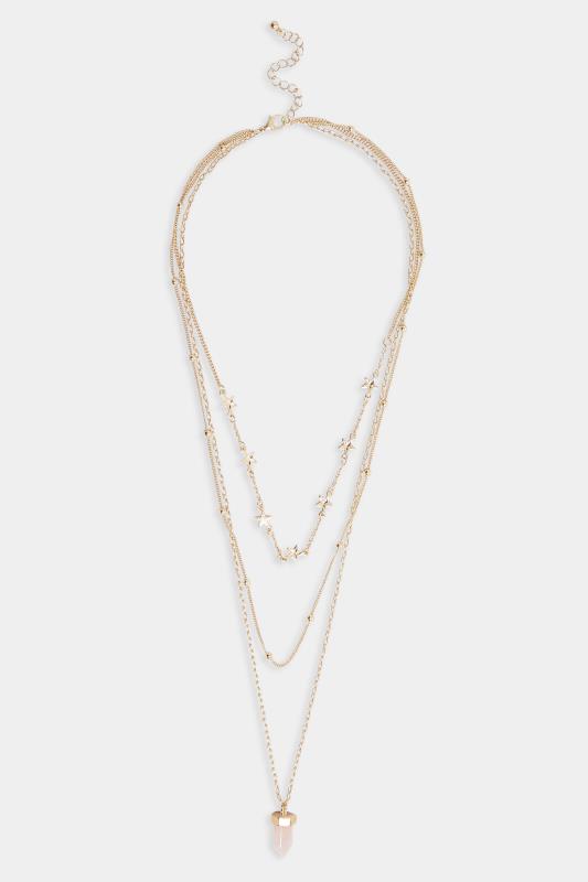 Gold & Pink Layer Charm Necklace | Yours Clothing  2