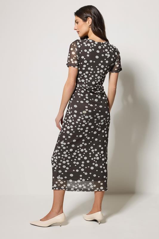 M&Co Brown Polka Dot Twist Front Mesh Maxi Dress | M&Co 4