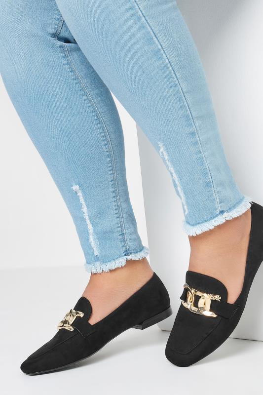 Plus Size  Black Closed Back Loafer In Wide E Fit