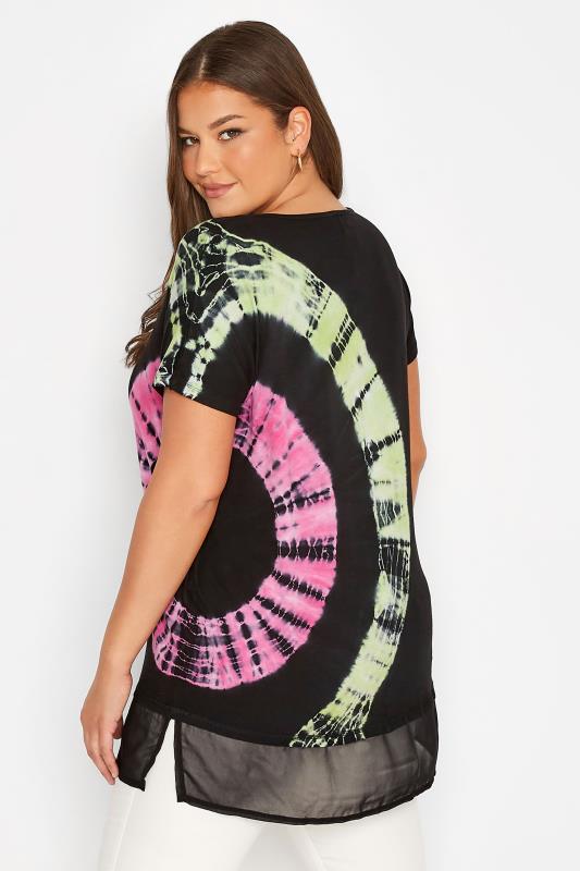 Plus Size Black Tie Dye Grown On Sleeve Top | Yours Clothing 3
