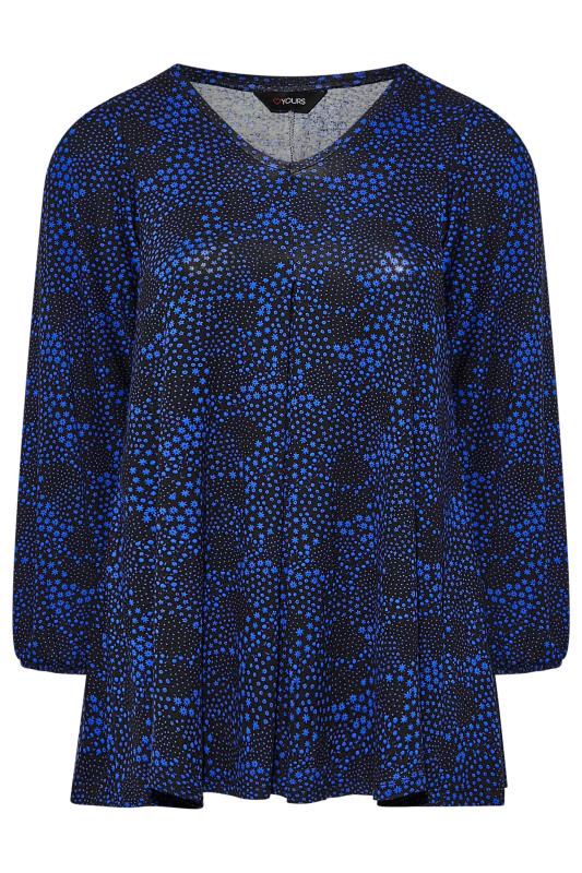 Plus Size Navy Blue & Black Floral Top | Yours Clothing  6