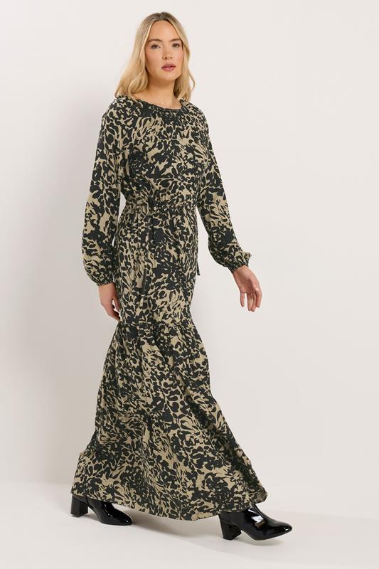 LTS Tall Women's Black Abstract Tie Waist Maxi Dress | Long Tall Sally 1