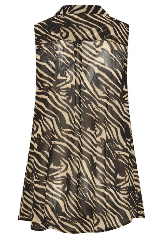 Plus Size Black Zebra Print Sleeveless Frill Blouse | Yours Clothing 7