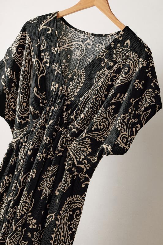 EVANS Plus Size Black Paisley Print Crepe Midi Dress | Evans 7