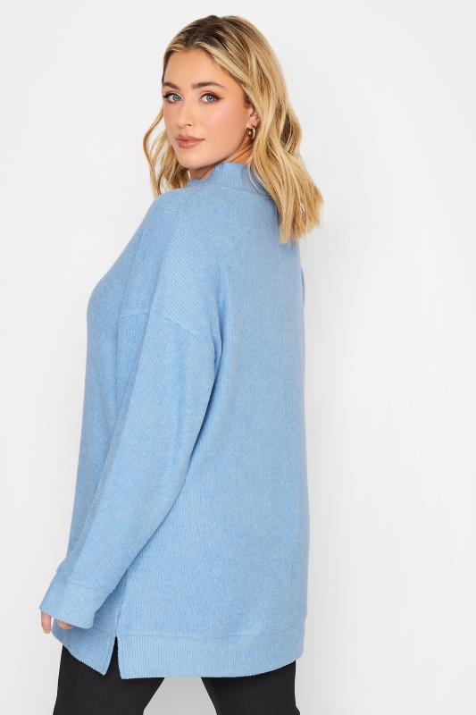 YOURS Plus Size Blue Soft Touch Longline Jumper | Yours Clothing 3