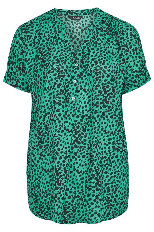 Plus Size Green Animal Print Grown On Sleeve Shirt | Yours Clothing  6