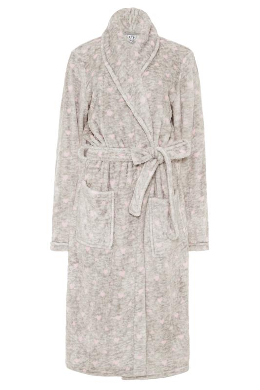 LTS Tall Grey Heart Print Dressing Gown 6