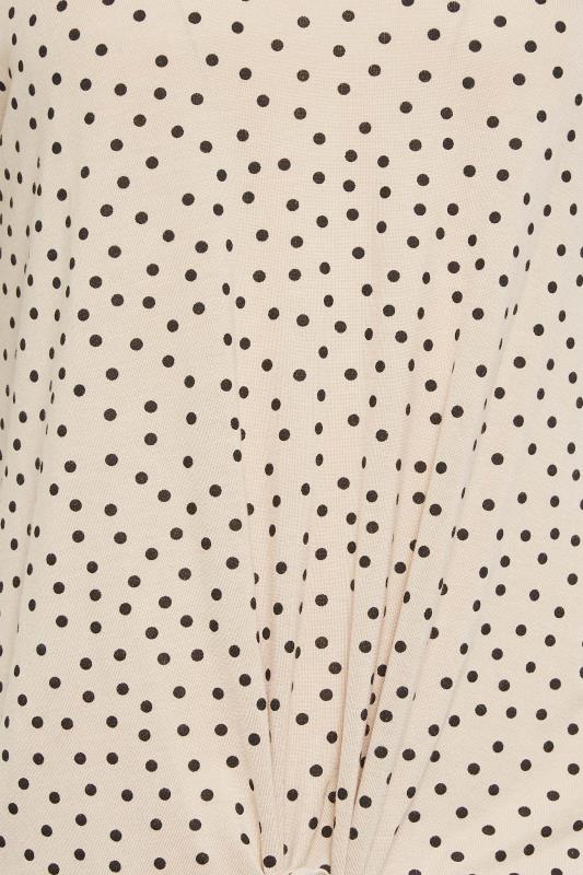M&Co Beige Brown Spot Print Tie Detail T-Shirt | M&Co  5