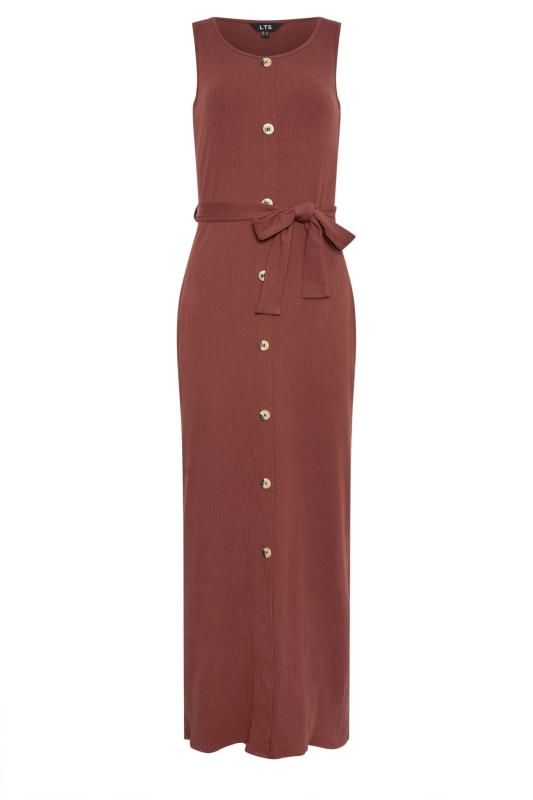 LTS Tall Women's Brown Ribbed Button Through Maxi Dress | Long Tall Sally 6