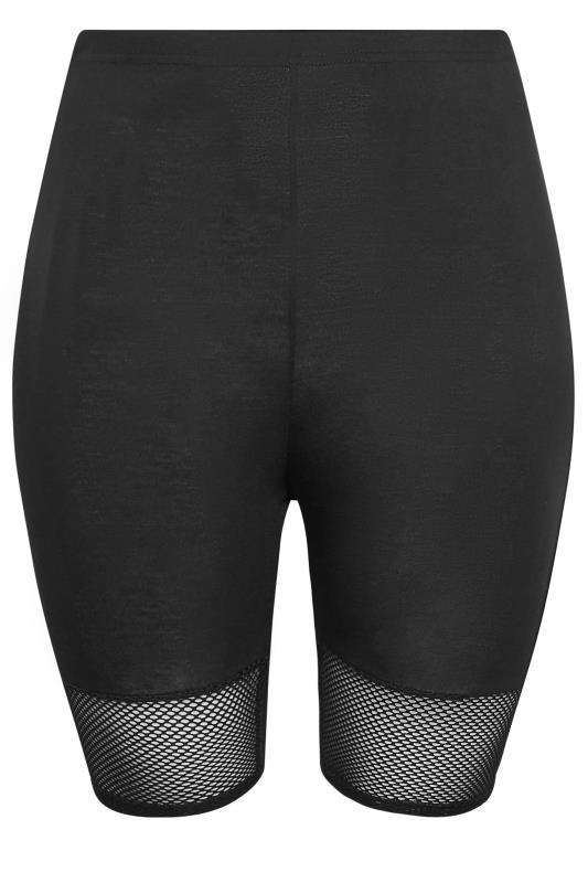 LIMITED COLLECTION Plus Size Black Fishnet Trim Cycling Shorts | Yours ...