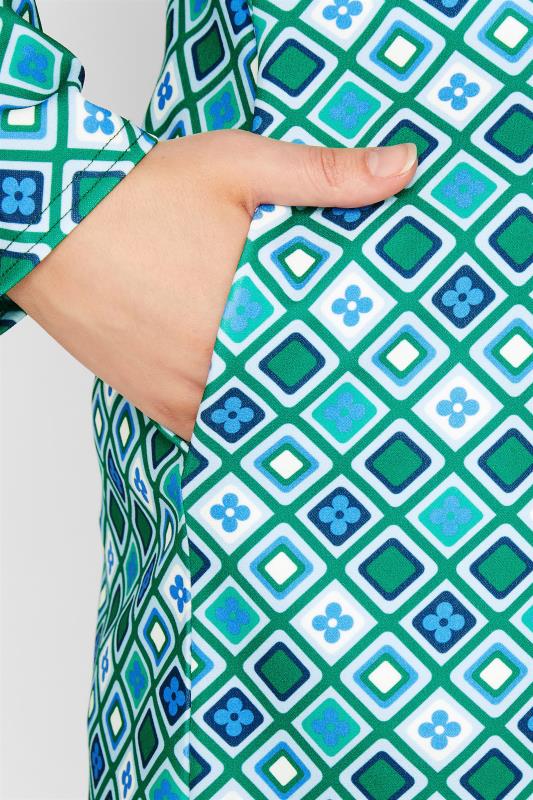 LIMITED COLLECTION Plus Size Green Retro Geometric Print Blazer | Yours Clothing 4