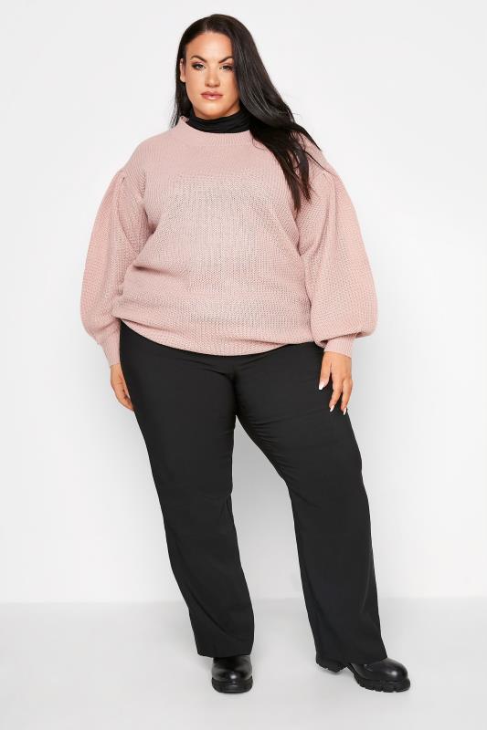Plus Size Black Flared Trousers | Yours Clothing 2