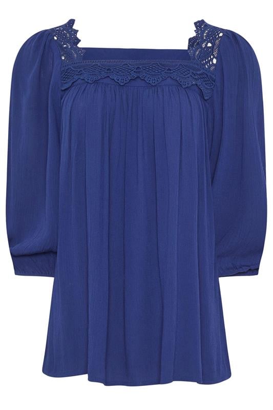 LTS Tall Women's Blue Square Neck Textured Top | Long Tall Sally 5