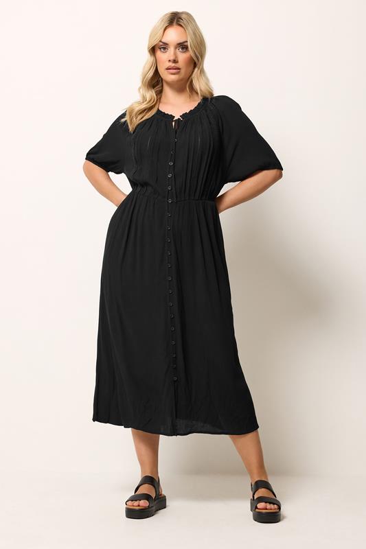 YOURS Plus Size Black Embroidered Maxi Dress | Yours Clothing 1