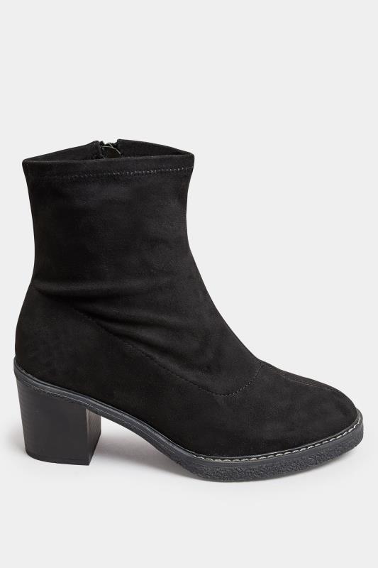 Evans Black Faux Suede Heeled Ankle Boots 3