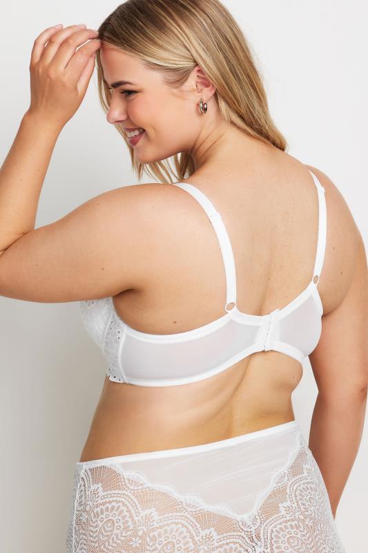 YOURS Plus Size White Broderie Padded T-Shirt Bra | Yours Clothing 3