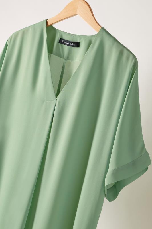 EVANS Plus Size Sage Green Pleat Front Blouse | Evans 7