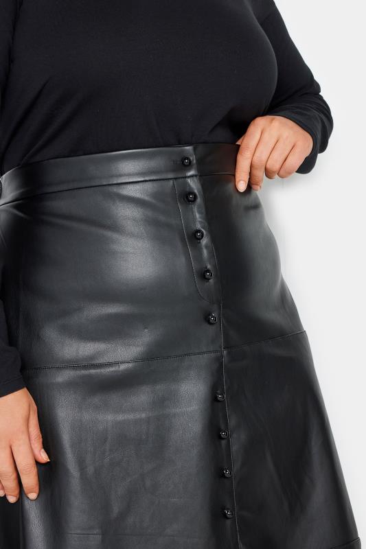 Evans Black Vegan Leather Button Skirt 4