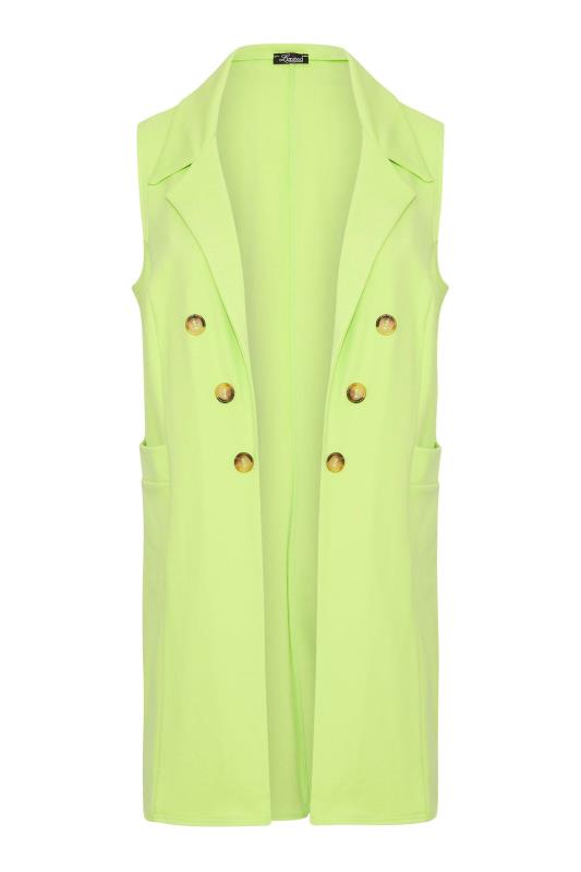LIMITED COLLECTION Curve Lime Green Button Front Sleeveless Blazer 6
