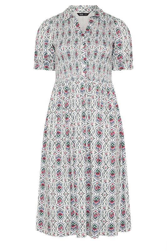 YOURS Plus Size Ivory White Floral Midi Dress | Yours Clothing 5