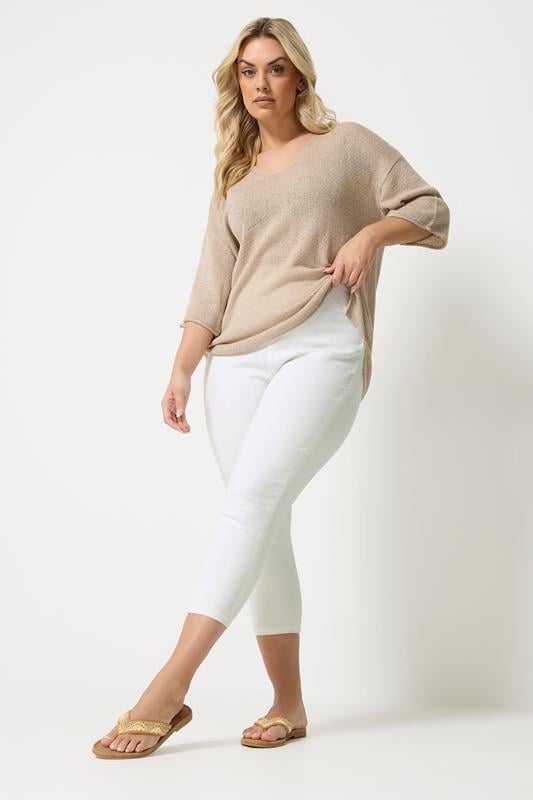 Plus Size White Cropped JENNY Jeggings | Yours Clothing  1