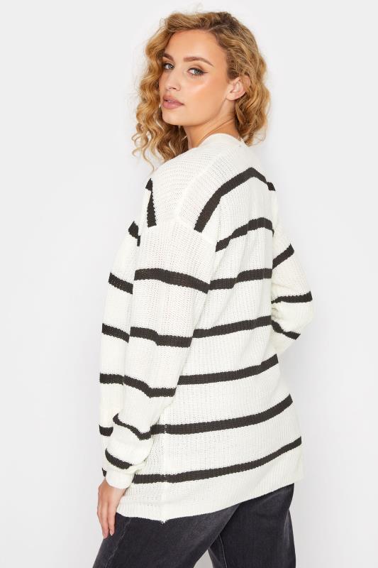 LTS Tall White Stripe Knitted Cardigan 3
