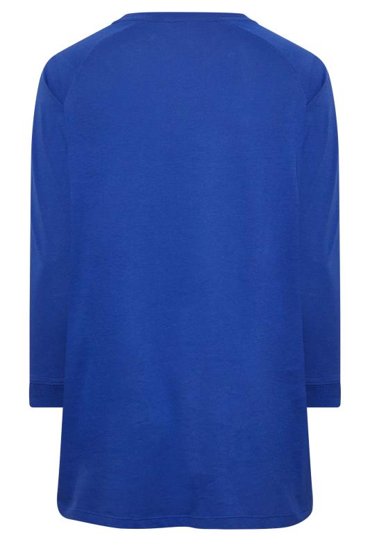Plus Size Cobalt Blue 'J'adore' Embossed Raglan T-Shirt | Yours Clothing 7