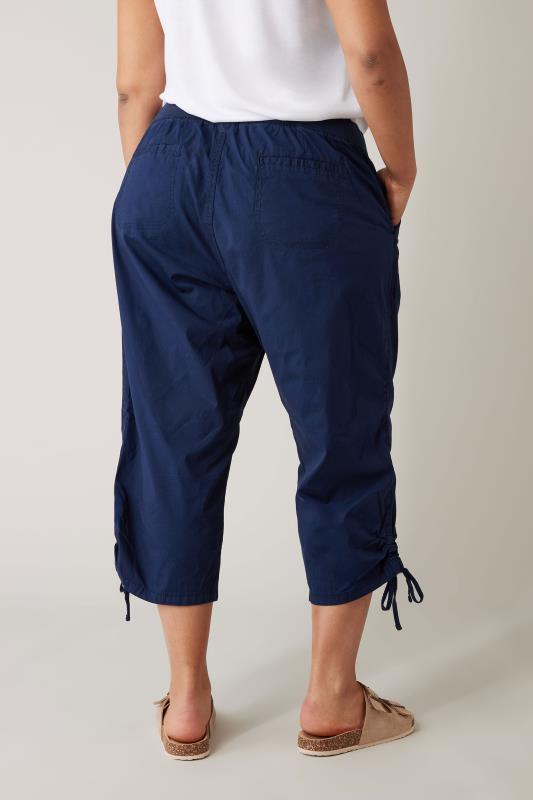 Evans Navy Blue Elasticated Waist Cropped Trousers 3