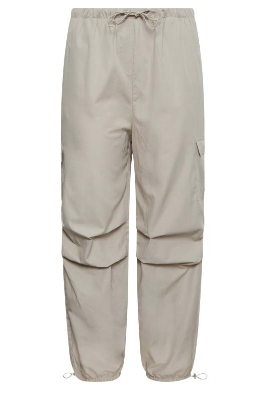 YOURS Curve Plus Size Natural Brown Cuffed Cargo Parachute Trousers 5