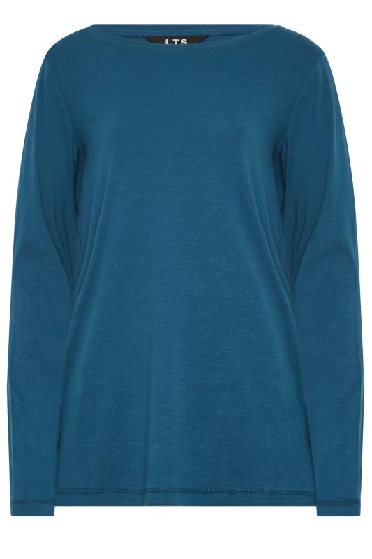 LTS Women's Tall Teal Blue Crew Neck Long Sleeve Cotton T-Shirt | Long Tall Sally 8