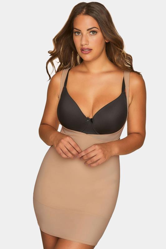 Plus Size Shapewear Tallas Grandes Nude Underbra Smoothing Slip Dress With Firm Control