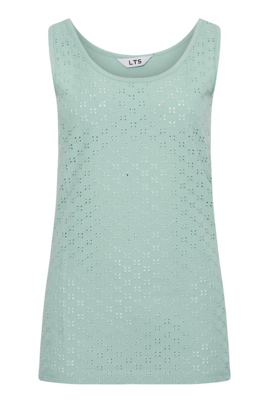 LTS Tall Women's Sage Green Broderie Anglaise Vest Top | Long Tall Sally 6
