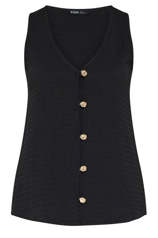 YOURS Plus Size Black Textured Button Through Waistcoat | Yours Clothing 5