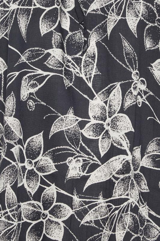 YOURS Plus Size Black Floral Print Tie Neck Blouse | Yours Clothing 5