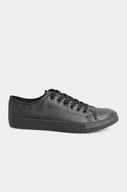 Black Low Lace Up Trainer In Wide E Fit | Yours Clothing 3