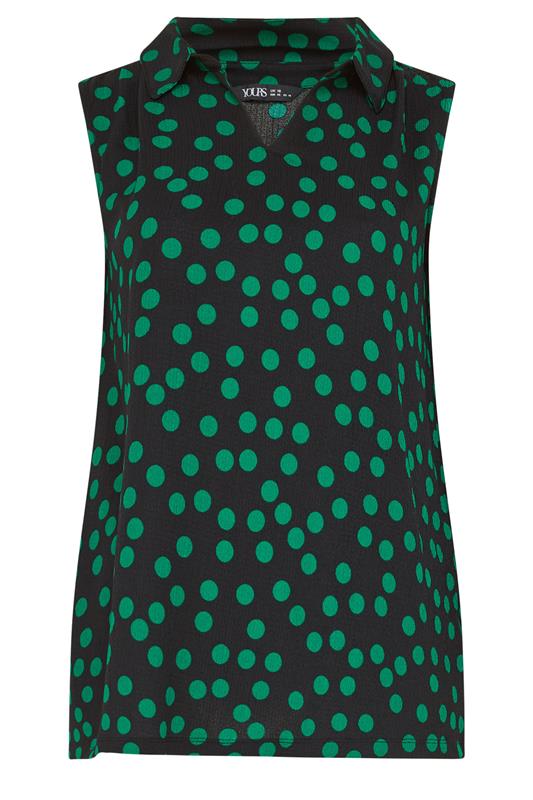 YOURS Plus Size Black Polka Dot Collared Top | Yours Clothing 5