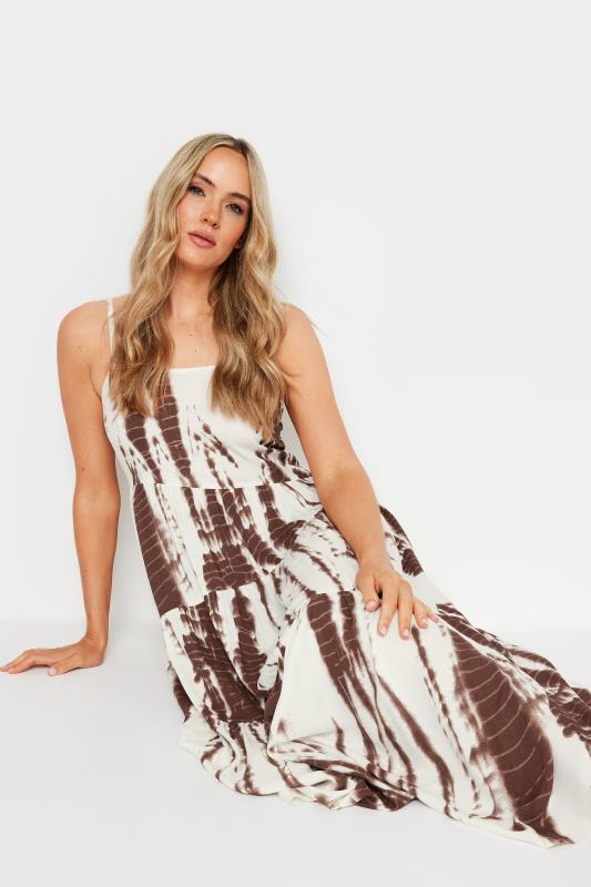  Tallas Grandes LTS Tall Brown Tie Dye Strappy Midaxi Dress